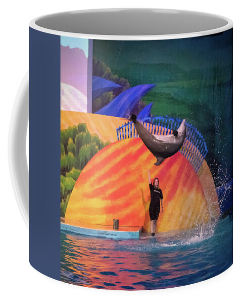 Dolphin Coffee Mug featuring the photograph One Giant Leap by Alex Lapidus