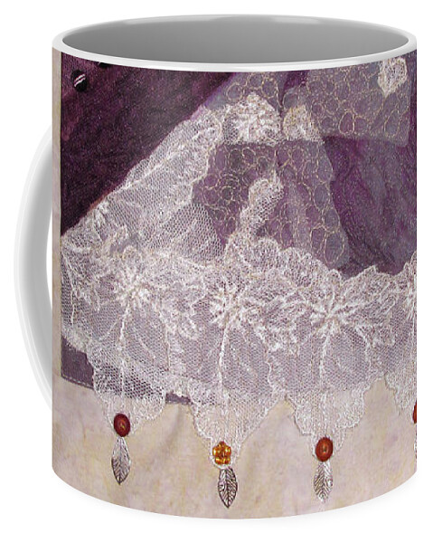Art Quilt Coffee Mug featuring the tapestry - textile Only On the Surface by Pam Geisel