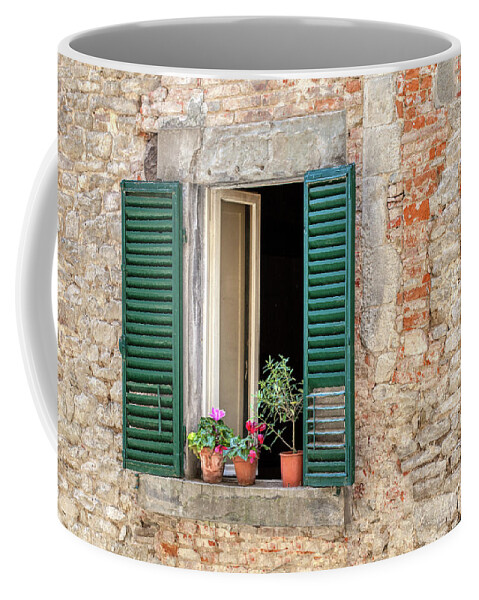 Window Coffee Mug featuring the photograph Open Window of Cortona by David Letts