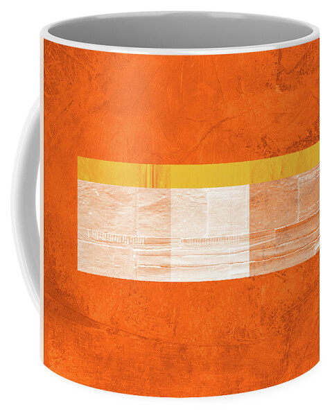 Abstract Coffee Mug featuring the painting Orange Paper III by Naxart Studio