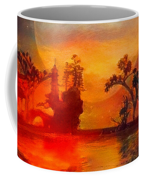 Abstract Coffee Mug featuring the digital art Oriental landscape by Bruce Rolff