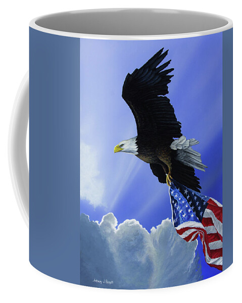 Eagle Coffee Mug featuring the painting Our Glory by Anthony J Padgett