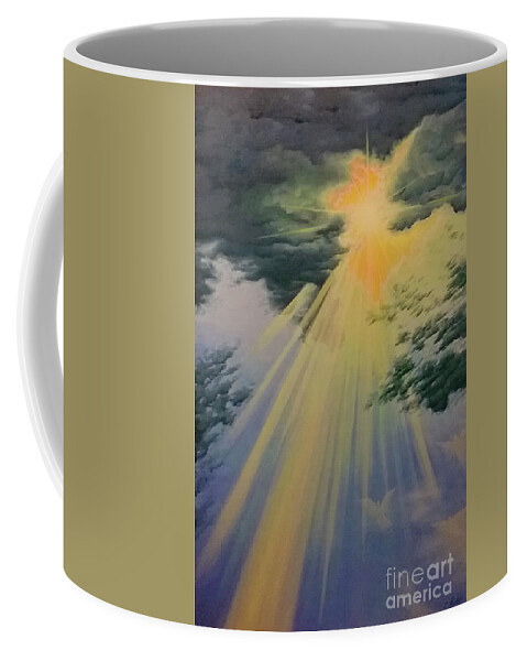 Prophetic Coffee Mug featuring the painting Out of Darkness HIS Light Shall Shine by Cheryl Fecht
