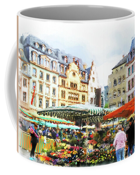 Mainz Coffee Mug featuring the painting Outdoor Flower Market by Joel Smith