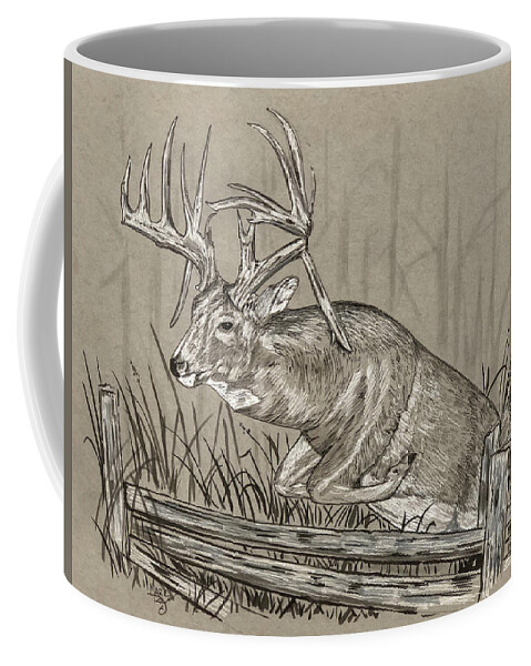 Deer Coffee Mug featuring the painting Over the Top by Mark Ray