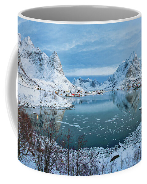 Arctic Coffee Mug featuring the photograph Overlooking Reine, Norway by Jerry Fornarotto