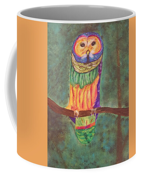Owl Coffee Mug featuring the painting Owl See by April Clay