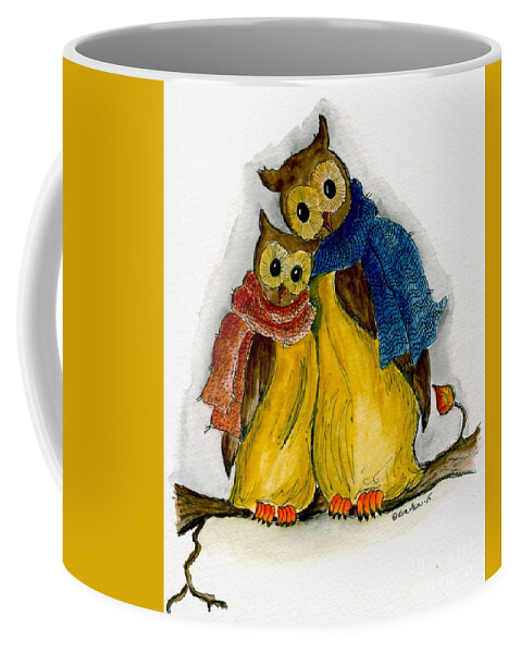 Owls Coffee Mug featuring the painting Owl you need is love by Eva Ason