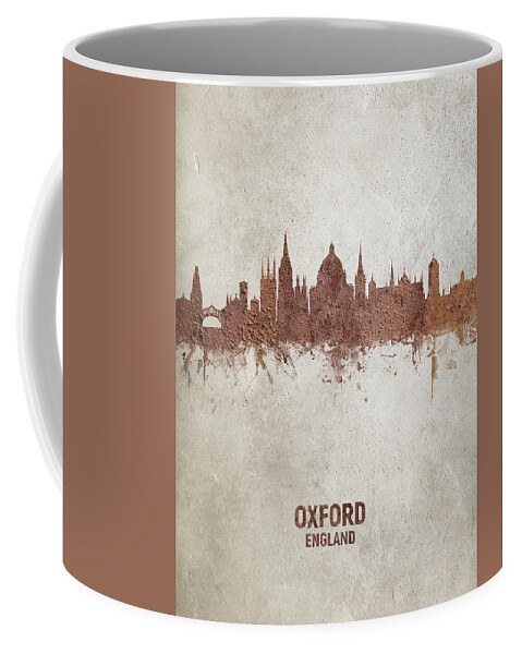 Oxford Coffee Mug featuring the digital art Oxford England Rust Skyline by Michael Tompsett