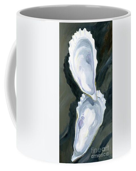 Oysters Coffee Mug featuring the painting Oysters Close Up II - Dark Brown by Paul Brent
