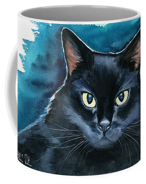 Black Cat Coffee Mug featuring the painting Ozzy Black Cat Painting by Dora Hathazi Mendes