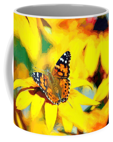 Cosmopolitan Coffee Mug featuring the photograph Painted Lady Butterfly Van Gogh by Don Northup