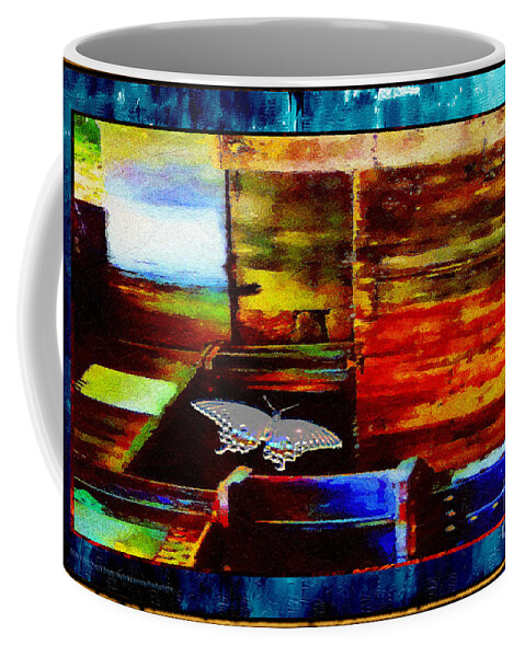 Aquamarine Coffee Mug featuring the mixed media Painted Shadows of a Different Love and Time by Aberjhani