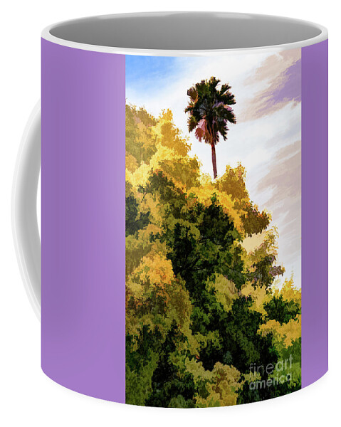 Art Coffee Mug featuring the photograph Palm above the Trees by Roslyn Wilkins
