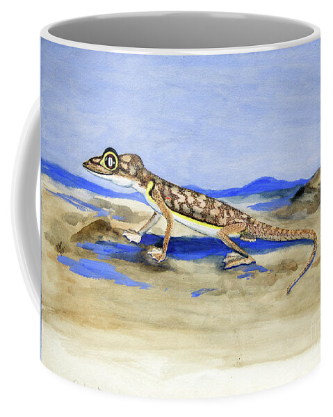 Reptiles Coffee Mug featuring the painting Palmatogecko Rangei Anderson, 1928 by Joan Procter