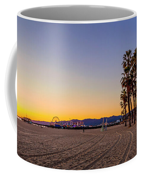 Los Angeles Coffee Mug featuring the photograph Palms And Pier by Gene Parks