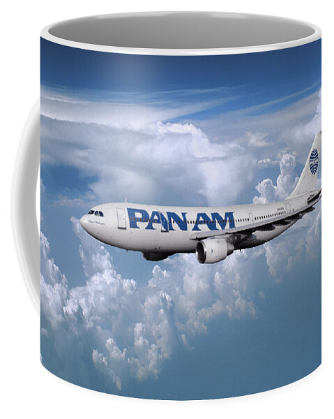 Pan American World Airways Coffee Mug featuring the mixed media Pan American Airbus A300B4-203 by Erik Simonsen