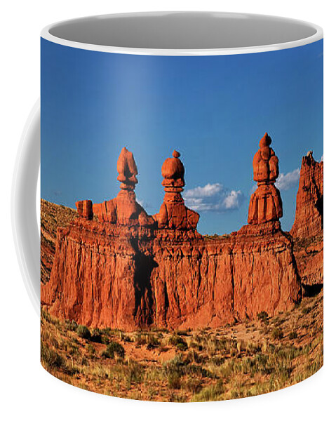 North America Coffee Mug featuring the photograph Panorama Three Sisters Hoodoo Goblin Valley Utah by Dave Welling