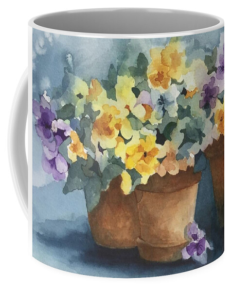 Pansies Coffee Mug featuring the painting Detail of Pansies #2 by Lael Rutherford