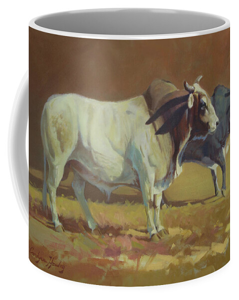 Ranch Animals Coffee Mug featuring the painting Papa Bull by Carolyne Hawley