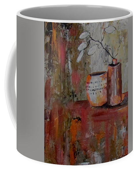 Oriental Pot Coffee Mug featuring the painting Paper Leaves by Barbara O'Toole