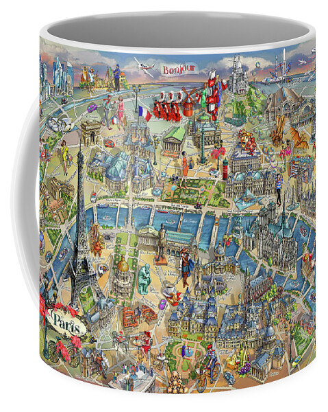 Paris Coffee Mug featuring the photograph Paris Illustrated Map by Maria Rabinky