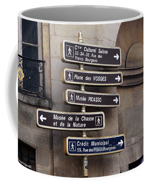 Everett Spruill Coffee Mug featuring the photograph Parisian Street Signs by Everett Spruill