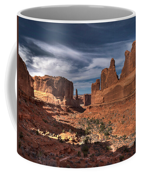 Park Avenue Overlook Coffee Mug featuring the photograph Park Avenue Overlook-Arches National Park, UT by Mark Langford