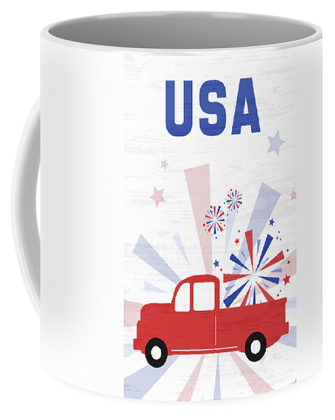 Truck Coffee Mug featuring the mixed media Patriotic Truck by Sundance Q