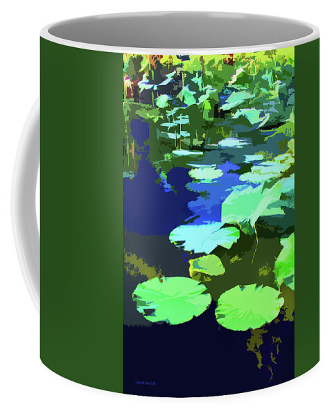 Water Lily Coffee Mug featuring the digital art Patterns on the Pond by John Lautermilch
