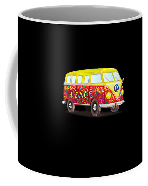 Cool Coffee Mug featuring the digital art Peace And Love Hippy Van by Flippin Sweet Gear