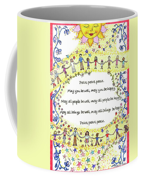 Peace Coffee Mug featuring the mixed media Peace, Peace, Peace by Stephanie Hessler