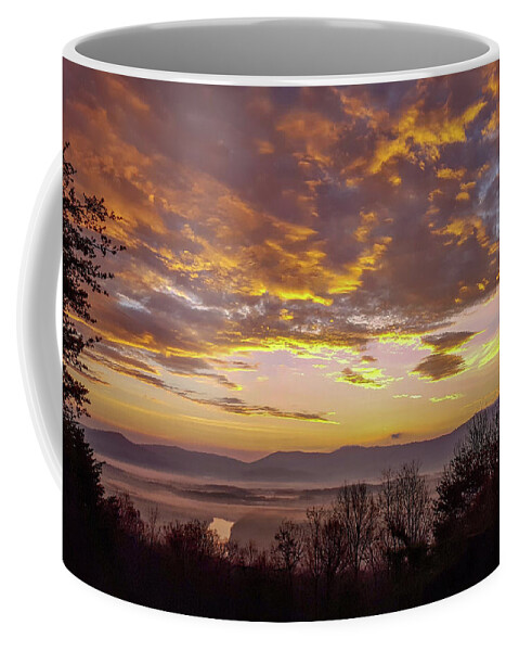 Sunrise Coffee Mug featuring the photograph Peachy Shenandoah Valley Sunrise by Lara Ellis