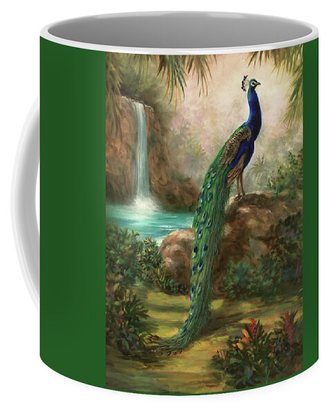 Peacock Coffee Mug featuring the painting A Peacocks Paradise by Lynne Pittard