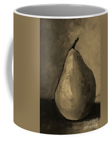 Pear Coffee Mug featuring the painting Pear - sepia tones painting by Vesna Antic