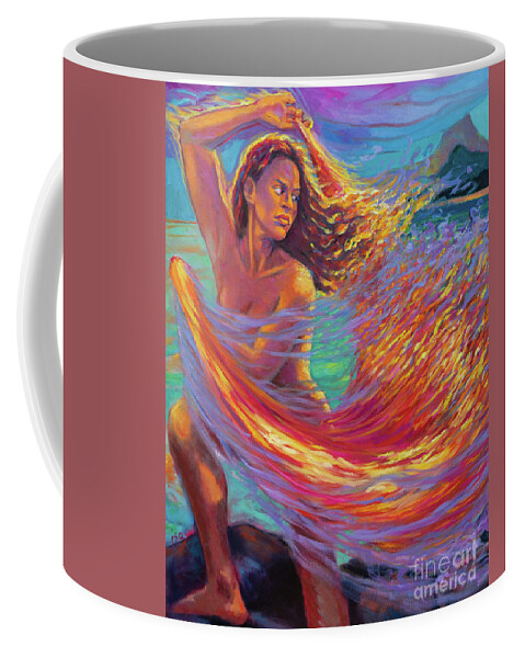 Fire Coffee Mug featuring the painting Pele Dances w/ Veil of Fire by Isa Maria