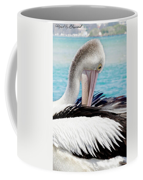 Pelicans Coffee Mug featuring the digital art Pelican beauty 99920 by Kevin Chippindall