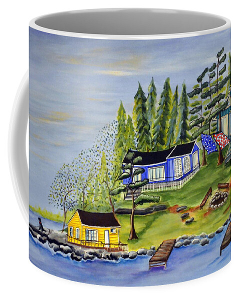 Abstract Coffee Mug featuring the painting Pencil Lake by Heather Lovat-Fraser