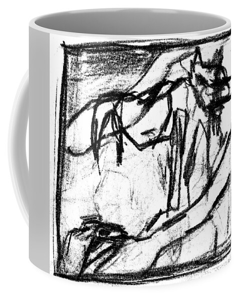 Canine Coffee Mug featuring the digital art Pencil Squares Black Canine b by Edgeworth Johnstone