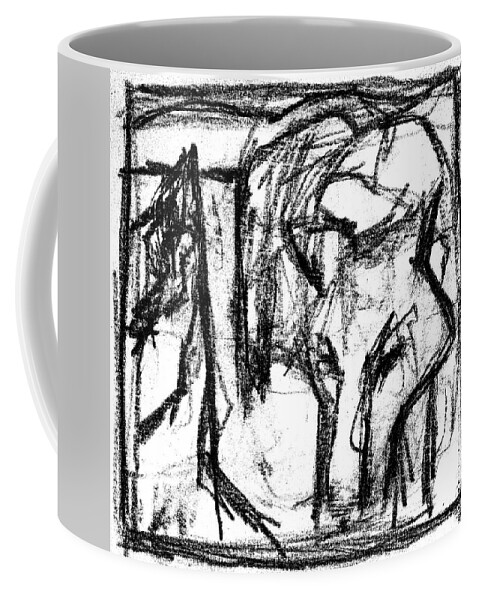 Canine Coffee Mug featuring the digital art Pencil Squares Black Canine c by Edgeworth Johnstone