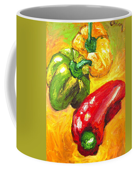 Food Coffee Mug featuring the painting Peperoni by Chiara Magni