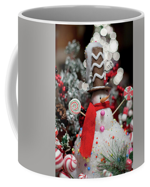 Christmas Coffee Mug featuring the photograph Peppermint Snowman by Toni Hopper