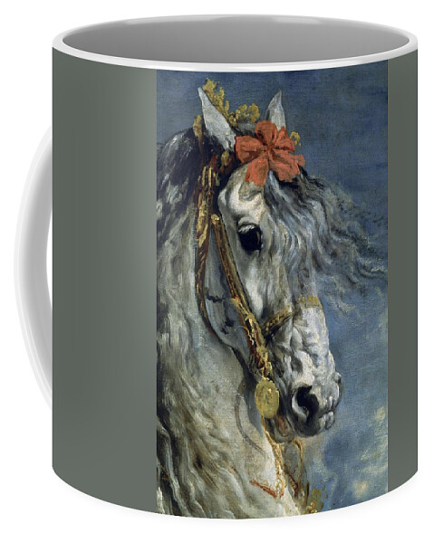 Diego Velazquez Coffee Mug featuring the painting 'Philip III of Spain on Horseback -detail-', 1628-1635, Oil on canvas. by Diego Velazquez -1599-1660-