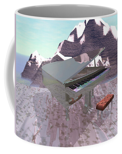 Piano Coffee Mug featuring the digital art Piano Scene by Bernie Sirelson