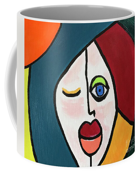 Original Art Work Coffee Mug featuring the painting Picasso's Girl by Theresa Honeycheck