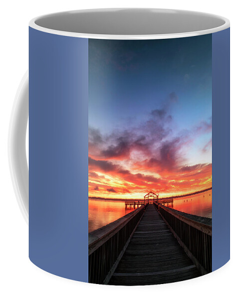 Sunrise Coffee Mug featuring the photograph Pier into Daybreak by Art Cole