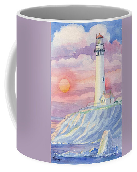 Watercolor Coffee Mug featuring the painting Pigeon Point Lighthouse by Paul Brent