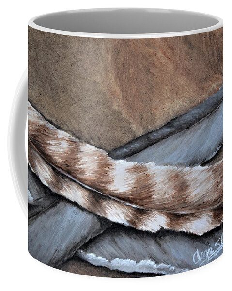 Still Life Coffee Mug featuring the painting Pile of Feathers by Angie Sellars