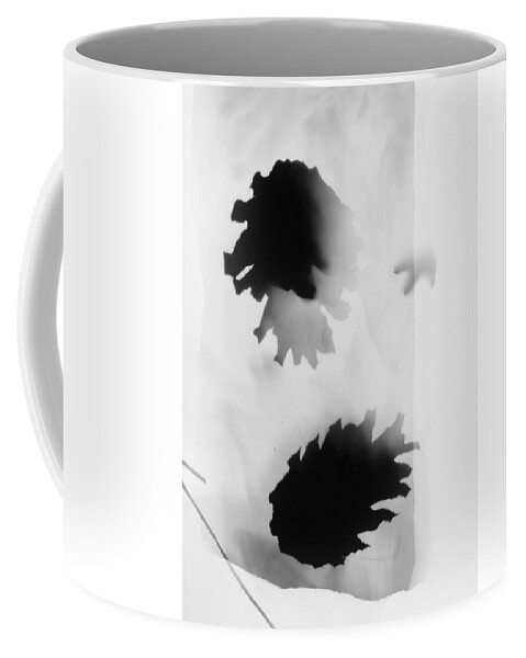 Abstract Coffee Mug featuring the photograph Pine Cones Monochrome Photogram White Background by Itsonlythemoon -