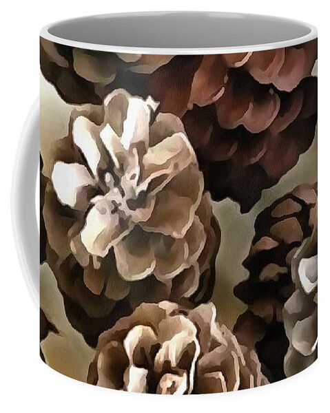 Pinecone Coffee Mug featuring the painting Pine Cones Organic Christmas Ornaments by Taiche Acrylic Art